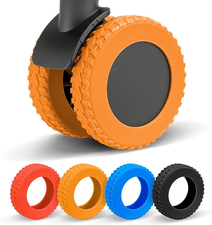 2026 Upgraded 8 Pcs Luggage Wheel Covers, Silicone Protective Covers for 2-2.4" Suitcases Spinner Wheel, Wear-Resistant, Anti-Noise, Thickened Protector, Travel Accessories (Orange)