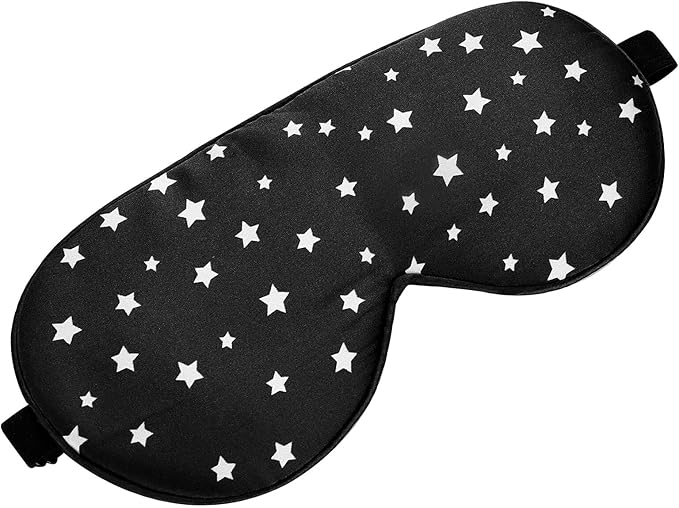 ALASKA BEAR Natural Silk Sleep Mask, Super Smooth Eye Mask (Black Stars)