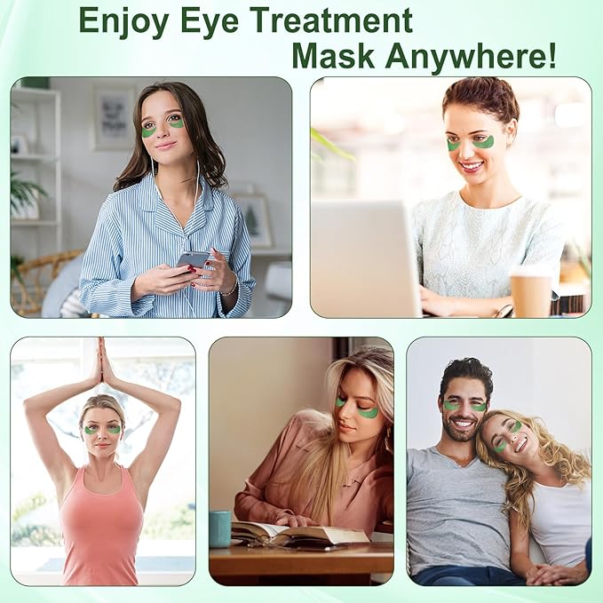 LAVONE Eye Mask - 30 Pairs Seaweed Under Eye Patches Skin Care Products - Eye Masks Skincare for Dark Circles and Puffiness, Reduce Wrinkles, Eye Bags and Fine Lines, for Women and Man - Dark Green