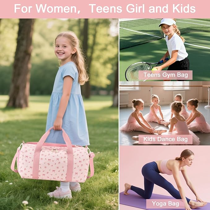 BTOOP Duffle Bag for Gym Sports Women Girls Workout Travel Bag Weekender with Shoe Compartment and Wet Pocket