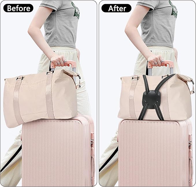 Luggage Bungee Straps for Attaching Bags - 2 Pack Adjustable Elastic Luggage Straps with Buckle, Black Luggage Strap for Suitcases Handle Carry on Add Bag, Backpack, Purse, Roller Bags, Handbag