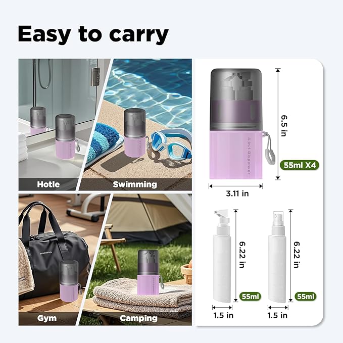 Travel Bottles for Toiletries, TSA Approved Travel Shampoo and conditioner Bottles with Suction Cups, Pink