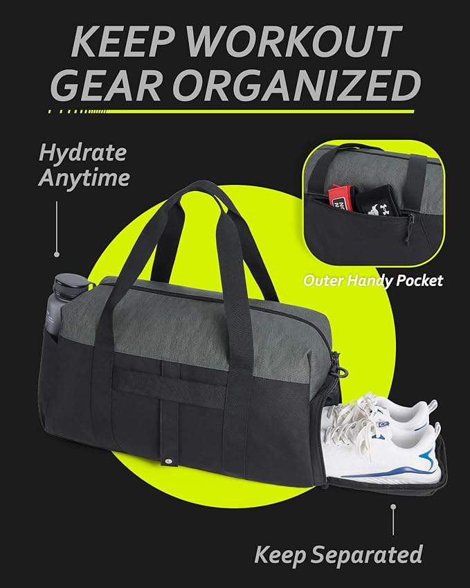 BAGSMART Gym Bags for Men Women, Foldable Travel Duffle Bag, Lightweight Weekender Duffel Bag With Shoe Compartment, Water Resistant Workout Duffle Sports Bag for Travel Yoga, Army Green