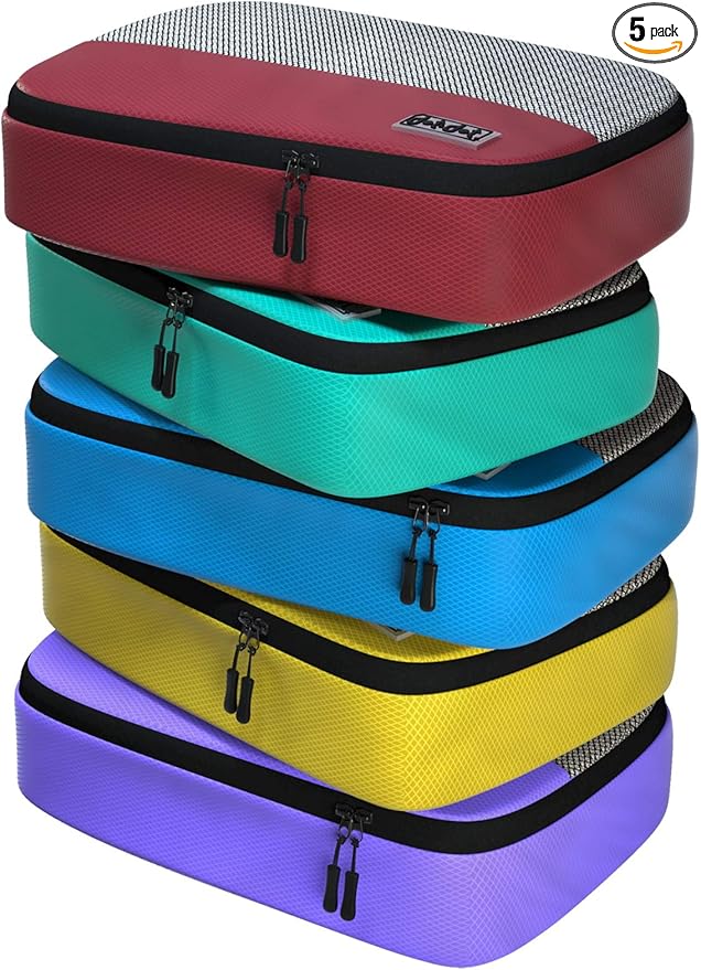 Medium Packing Cubes for Travel - 5pc Packing Cubes for Suitcases - Lightweight Luggage Organizer Bags (Non-Compression)