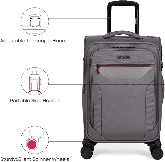 3PCS Set Softside Luggage Sets w/ Spinner Wheels,Expandable 20% Suitcase Upright Spinner Softshell w/TSA LOCK, Lightweight Durable Rolling Travel Luggage Set for Men/Women（Grey,22in/28in/32in）