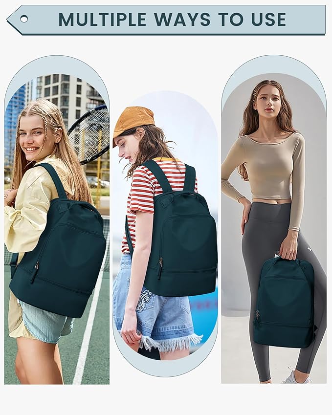 Gym Backpack for Women, Gym Bag with Shoe Compartment, Water Resistant Lightweight Sports Yoga Travel Backpack with Wet Pocket,Cheer Backpack,Blue
