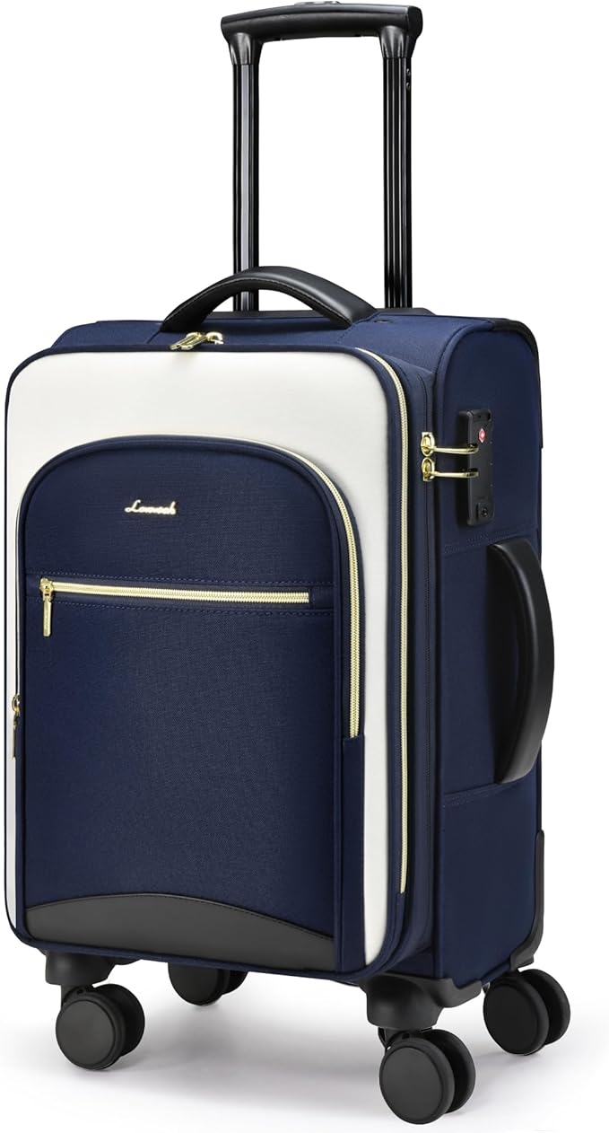 LOVEVOOK Carry On Luggage 22x14x9 Airline Approved, 20 Inch Softside Suitcases with Wheels, Lightweight Spinner Carry on Suitcase with TSA Lock, Water-Resistant Large Capacity Luggage for Travel