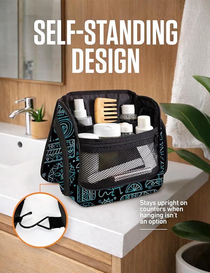 VENTURE 4TH Hanging Travel Toiletry Bag for Women & Men – Large Toiletry Organizer with 17 Compartments, Removable TSA Pouch, Travel Wash Bag for Toiletries, Makeup & Shaving Kit (Surfing Vibes)