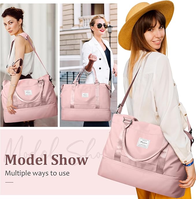 Weekender Bags for Women,Personal Item Travel Bag with Shoes Compartment,Overnight Travel Duffel Bag with Toiletry Bag,Medium