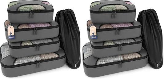 Shacke Premium 10 Packing Cubes Set - Lightweight Mesh Travel Luggage Organizers with Laundry Bag, 5-Piece Suitcase Storage System (Dark Grey)