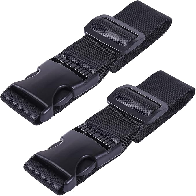 Wisdompro 2 Pcs Add a Bag Luggage Strap, Heavy Duty Adjustable Suitcase Belt Travel Attachment Travel Accessories for Connecting Your Luggage Together - Black, 31 Inch