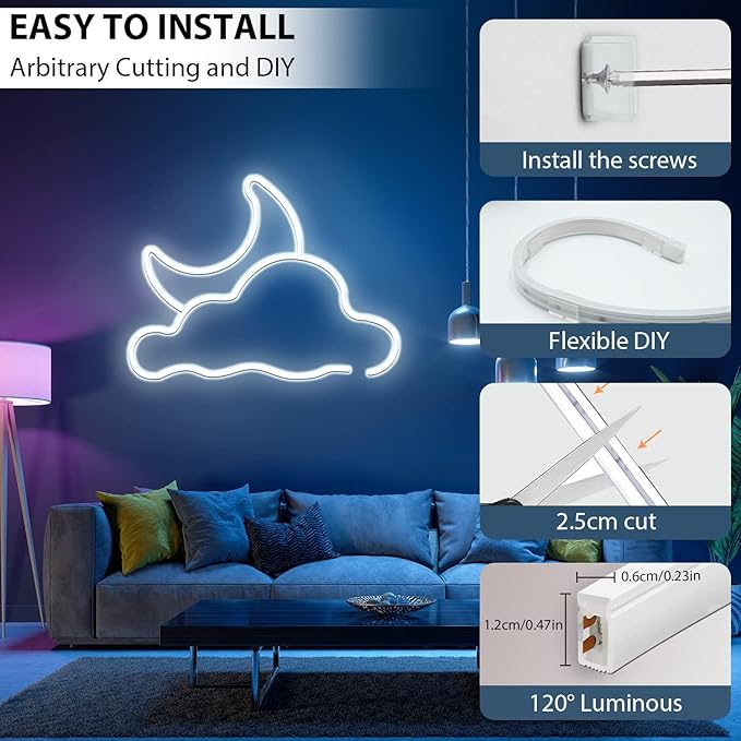 Neon Rope Lights, 24VDC Cool White LED Neon Strip Light 32.8ft | Dimmable Flexible Cuttable IP67 Waterproof LED Rope Light for Bedroom, Kitchen, Patio, Yard, Pool, Indoor Outdoor Decor