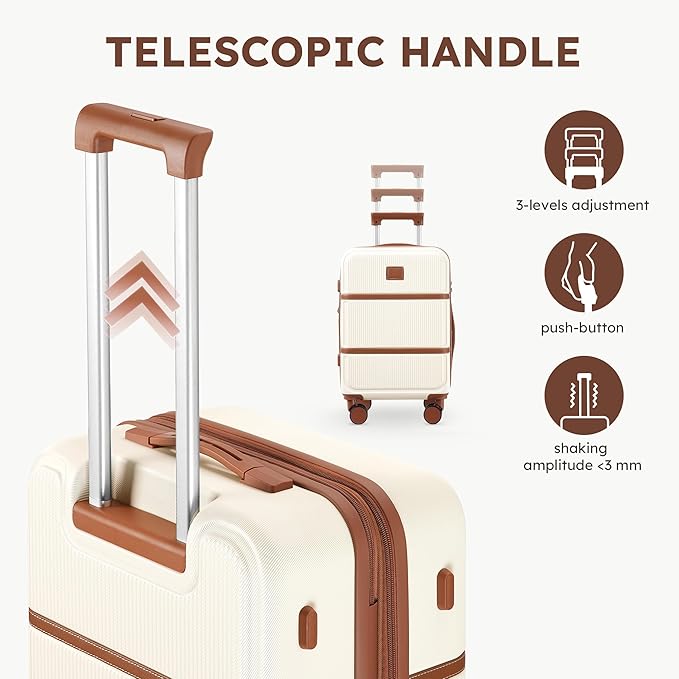 Suitour Expandable 4-Piece Luggage Set (14" 19" 23" 27") ABS Hardside Suitcase Sets with Spinner Wheels Checked Luggage Travel Suitcase