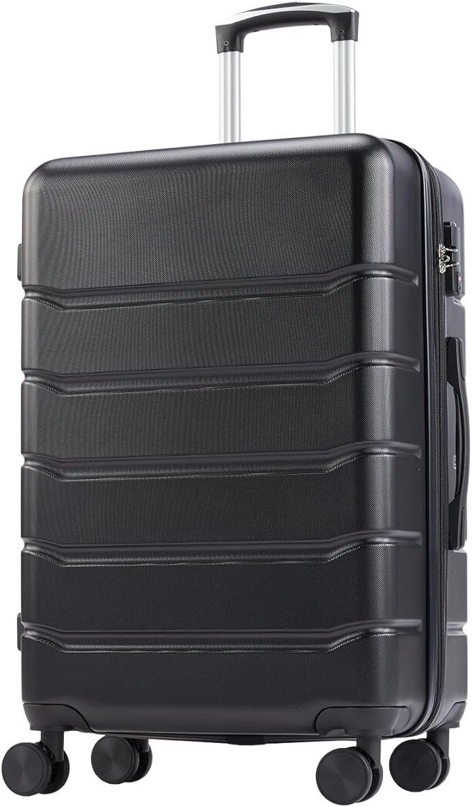 NEWBULIG 24 Inch Carry on Luggage, Lightweight Expandable Rolling Suit Case with TSA Lock, Hard Shell ABS Suitcase with Double Spinner Wheels, Black