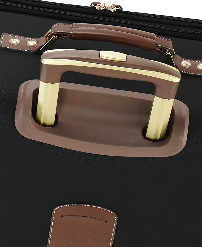 London Fog Nottingham 20 Inch Expandable Spinner Carry on Softside Suitcase, Black Chestnut