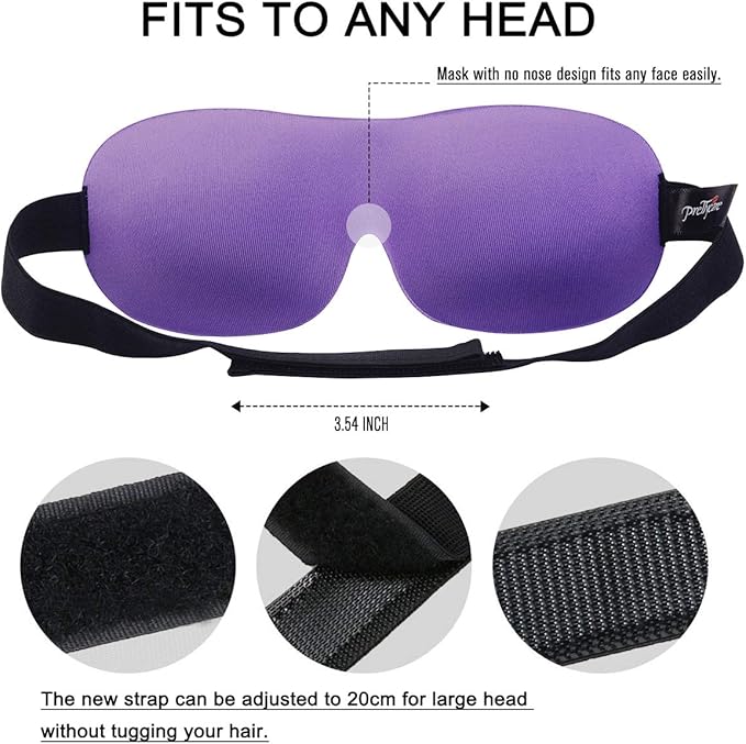 PrettyCare 3D Sleep Mask 2 Pack, Eye Mask for Side Sleeper - 3D Contoured Sleeping Mask Block Out Light for Men Women- No Eye Pressuer Night Masks with Ear Plugs & Travel Bag (Black＆Purple)