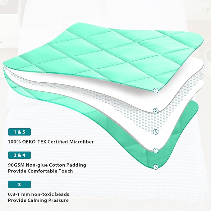 L'AGRATY Weighted Blanket - 60"x80" 15lbs Cooling Breathable Heavy Blanket Microfiber Material with Glass Beads for Adult All-Season Summer Fall Winter Soft Thick Comfort