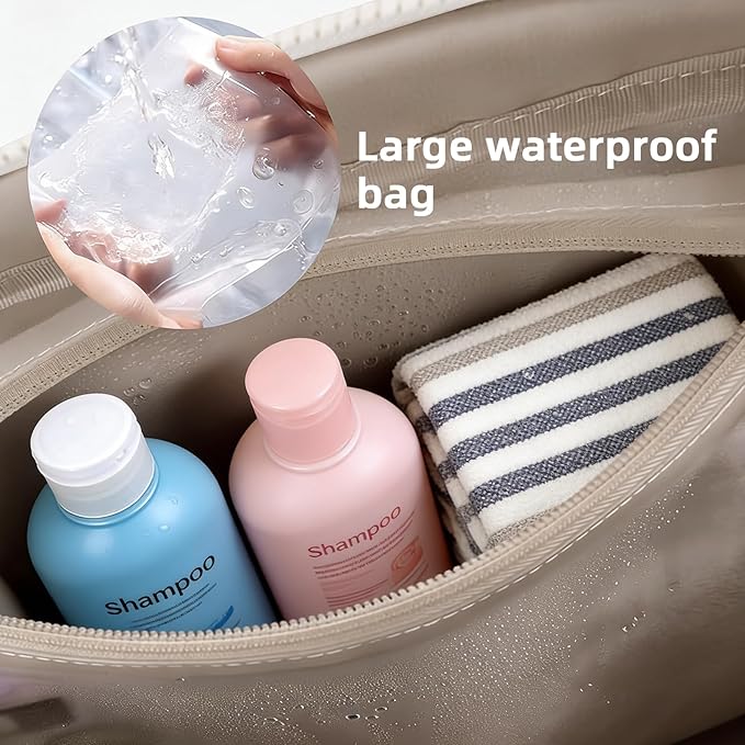 Mini Gym Bag for Women Girls, Crossbody Tote Bag with Wet Pocket, Water Resistant Travel Duffle Bag, Dance Workout Sport Bag, Pink (Beige, M)