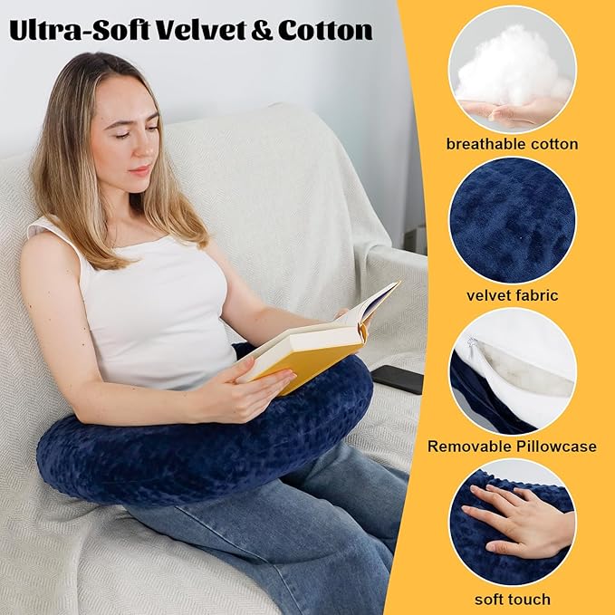 IFOYO Ergonomic Gaming Pillow for Lap, U-Shaped Crochet Pillow for Lap Support, Soft Reading Pillows Provide Arms Legs Neck Support to Long Gaming Sessions, Crocheting, Reading, Working