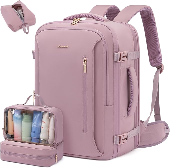 LOVEVOOK Travel Backpack For Women & Men with Waist Strap,40L Waterproof Carry On Backpack Luggage Travel Essentials Flight Approved,TSA Personal ltem Travel Bag Weekender Daypack with 3 Packing Cubes