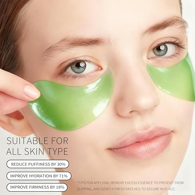 firstfly 60 Pcs Avocado Eye Mask, Under Eye Patches for Dark Circles and Puffiness, Moisturizing Nourishing Eye Treatment Mask, Improving Eye Skin Dryness, Fine Lines and Wrinkles