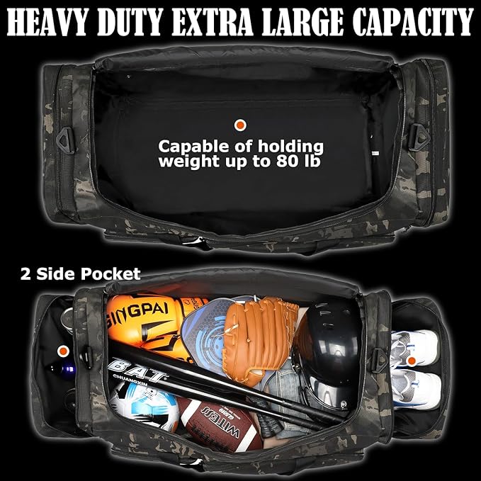 130L Extra Large Duffle Bag for Men, Heavy Duty Duffle Bag for Travel, Large Sports Gym Equipment Bag for Hockey Football Soccer Baseball Basketball & Team training, Dark CM