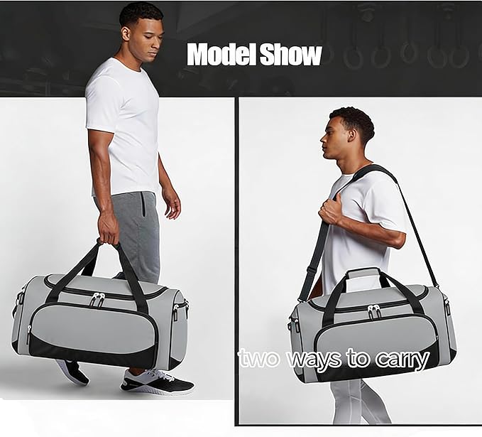 Heavy Duty Duffle Bag for Men, 55L Large Durable Gym Duffel Bag for Workout, Sports, Travel Gear - Gray