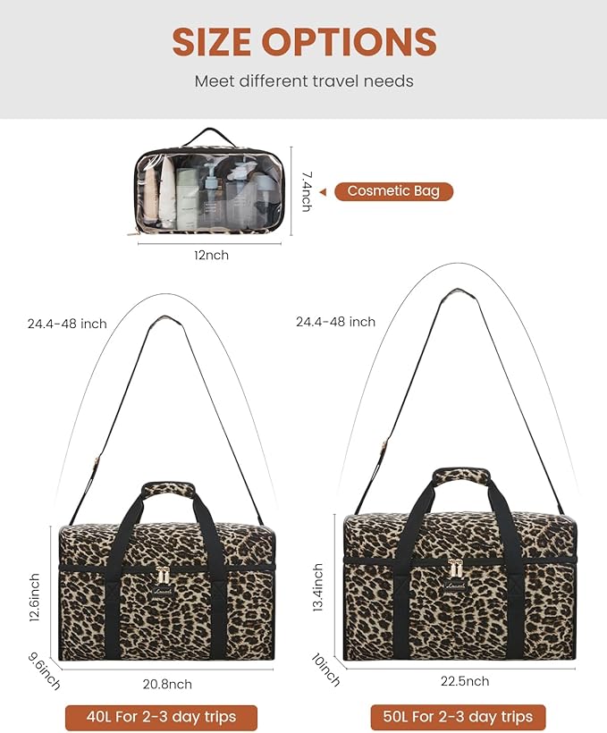 LOVEVOOK Travel Duffle Bag - Weekender & Overnight Bag with Toiletry & Wet Pocket, Carry-On Size, 3pc Set