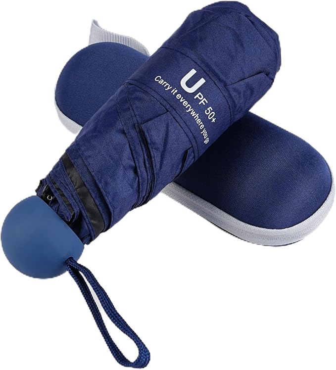 Mini Umbrella for Travel, Compact Folding Umbrella with Case, Lightweight 0.45lb Small Pocket for Backpack and Purse, Rain and Sun Protection - UPF 50+ Windproof Travel Umbrella Compact Mini for Outdoor Use