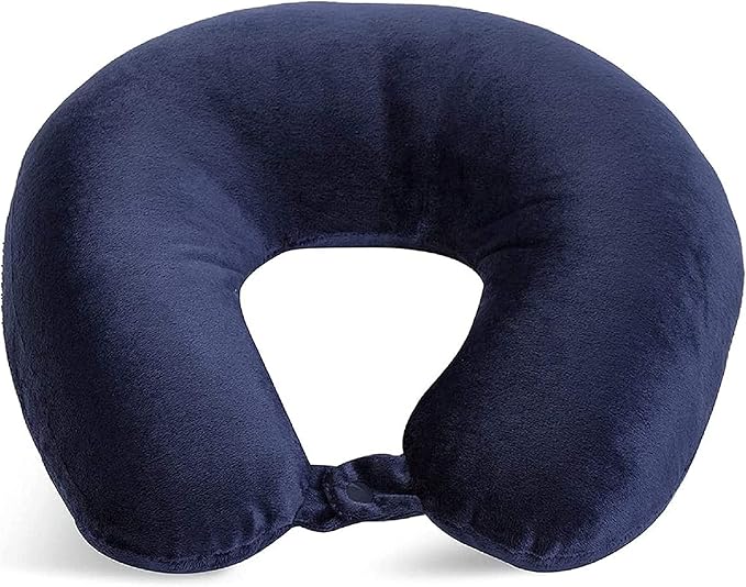 Adult Cozy Soft Microfiber Neck Pillow for Travel – Compact, Machine Washable - Perfect for Airplane, Car, or Home Use - Filled and Finished in The USA – Navy