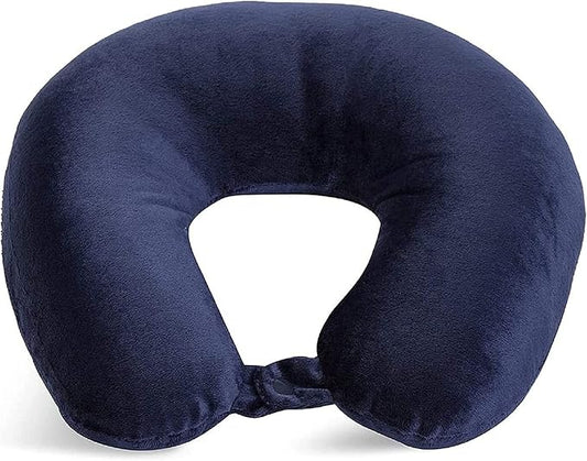 Adult Cozy Soft Microfiber Neck Pillow for Travel – Compact, Machine Washable - Perfect for Airplane, Car, or Home Use - Filled and Finished in The USA – Navy