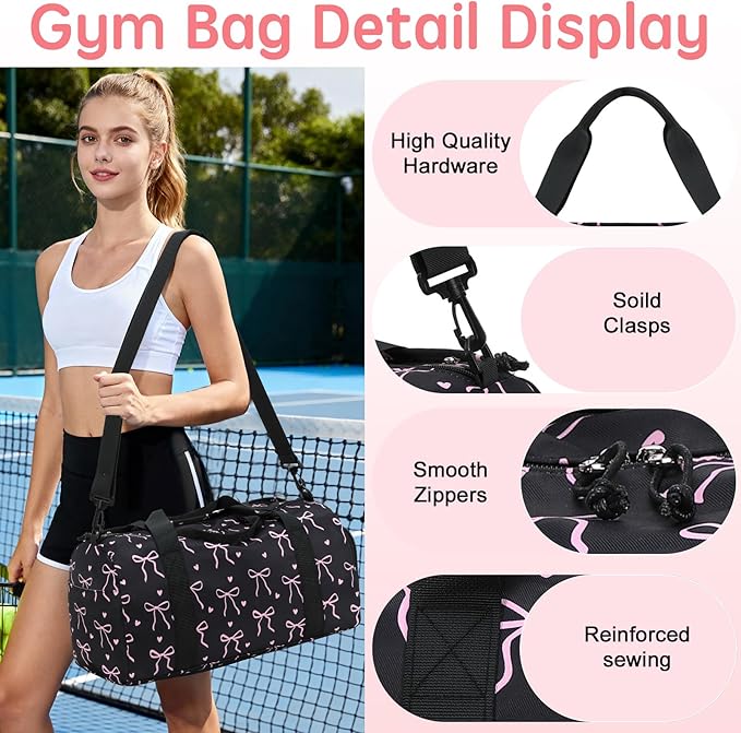LOIDOU Kids Duffle Bag for Girls, Lightweight Kids Overnight & Weekender Travel Bag with Shoe Compartment and Wet Pocket, Cute Duffel Bags for Toddler Dance, Girls Sleepovers, Gym & Weekend Trips