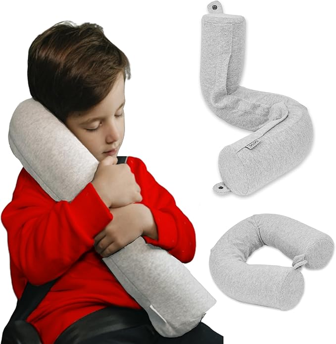 Dot&Dot Twist Memory Foam Kids Travel Pillow for Airplanes - Neck Pillows for Travel, Sleeping - Airplane Pillow for Neck Support, Chin, Lumbar, Leg - Adjustable Neck Pillow for Car Seat