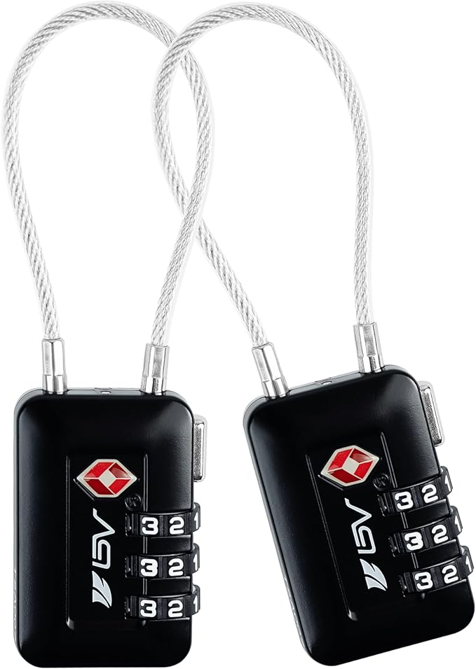 TSA Accepted Luggage Travel Lock, Set-Your-Own Combination Lock for School Gym Locker, Luggage Suitcase Baggage Locks, Filing Cabinets, Toolbox, Case (Black, 2 Pack)
