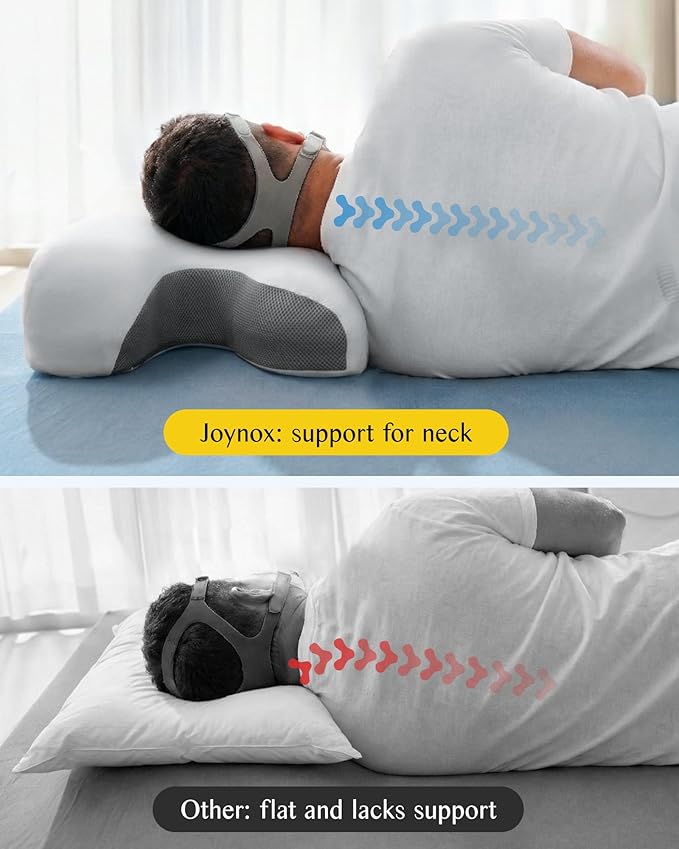 CPAP Pillow for Larger-Framed Men, Ergonomic Memory Foam Bed Pillow to Reduce Air Leaks, Facial Pressure, Height Adjustable for Side Back Stomach Sleepers, 23.6"x15.74"x5.11"/5.9"