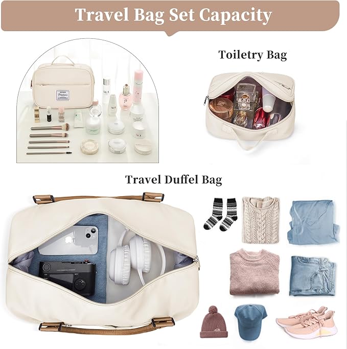 Weekender Bags for Women,Personal Item Travel Bag with Shoes Compartment,Overnight Travel Duffel Bag with Toiletry Bag,Medium