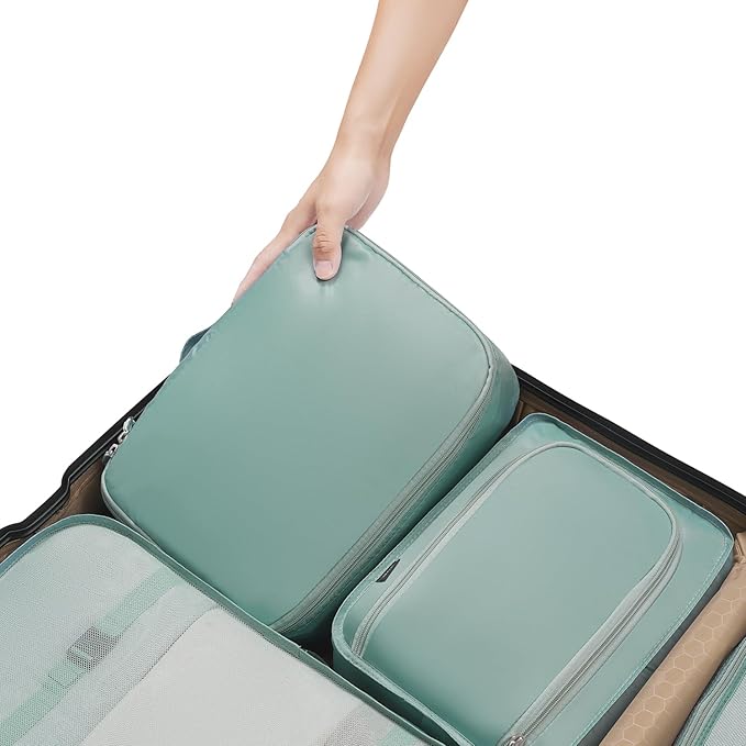 BAGAIL 8 Set Packing Cubes Luggage Packing Organizers for Travel Accessories-Dusty Blue