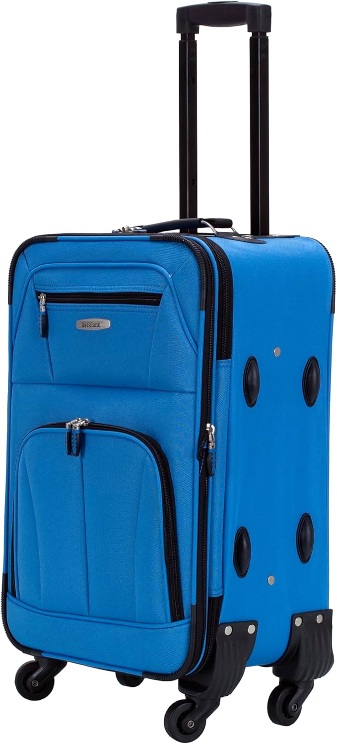 Rockland Pasadena Softside Spinner Wheel Luggage, Blue, Carry-On 20-Inch