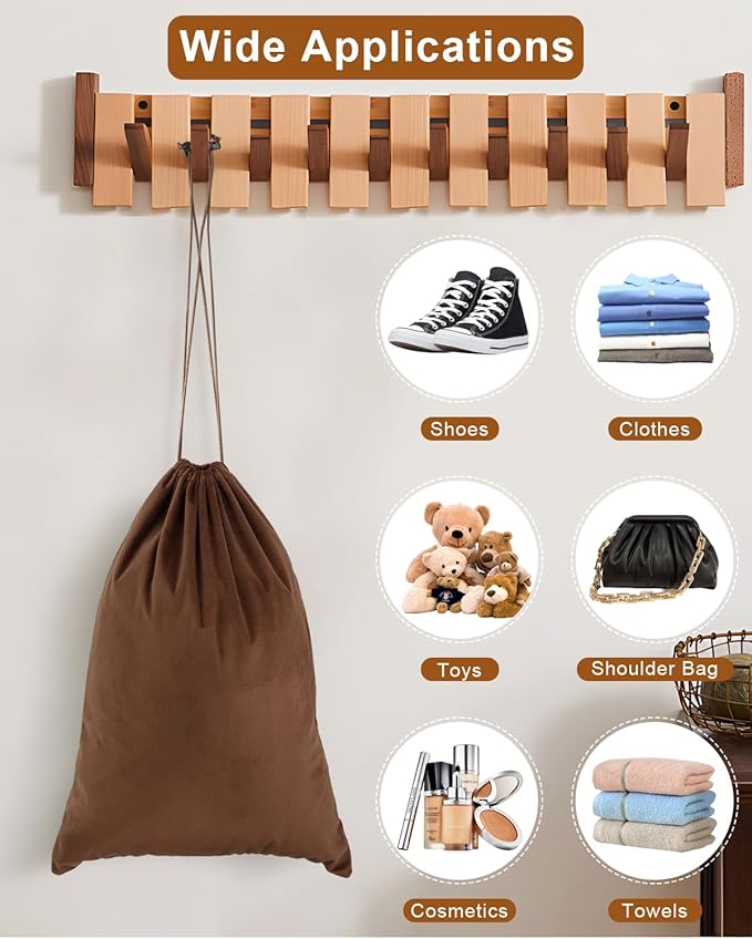 FantasyLife Shoe Bags for Travel, 17.3"x12.6" Washable Dust Bags for Storage & Packing, Flannel Shoe Pouch with Drawstring Closure for Purses, Handbags, Shoes & Toys (4, Mocha Mousse)