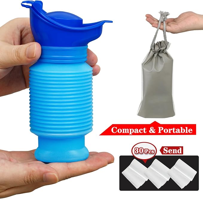 Pee Bottles For Men,Collapsible Urine Bottle With Disposable Replacement Bags,Car Pee Bottle For Men And Women,750ml,Leakproof, Emergency Urinal For Road Trips,Traffic Jams And Camping
