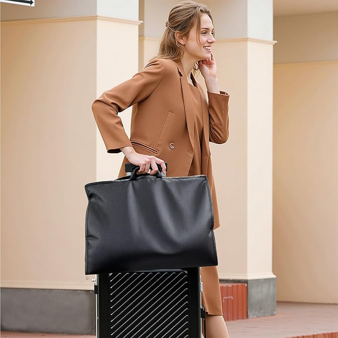 Suit Garment Clothes Travel Bag: 63 inch Lightweight Foldable Black Short Fabric Breathable - Hanging Storage Cover Pockets Zipper for Women - Wardrobe Carry Coat Jacket Uniform Tuxedo Shirt