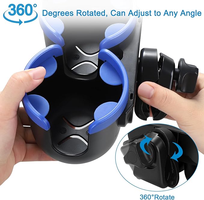 Accmor Stroller Cup Holder with Phone Holder, Bike Cup Holder, Universal Cup Holder for Uppababy Nuna Doona Strollers, 2-in-1 Cup Phone Holder for Stroller Bike Wheelchair Walker Accessory