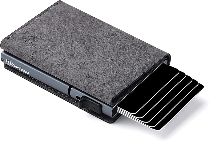 Conceal Plus Card Blocr Pop Up Wallet for Men - Slim Metal RFID Blocking Card Holder (4-6 Cards Ejector) - Minimalist Smart Front Pocket Wallet with Internal Cash + ID Storage