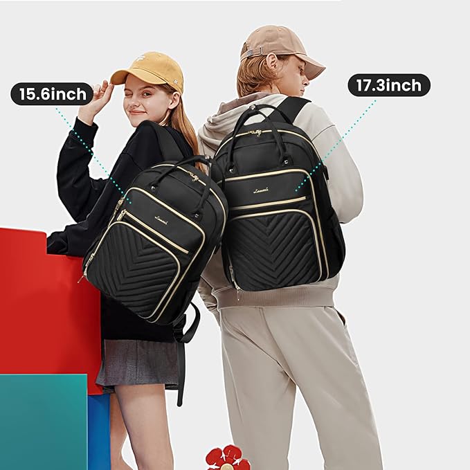 LOVEVOOK Laptop Backpack Women Teacher Backpack,17.3 Inch Laptop Bag with USB Port,Waterproof Daypack for Work Travel,Black