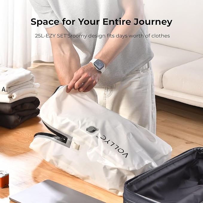 25L Waterproof Travel Vacuum Bags, Tear-Resistant Design,Lightweight Compression Storage, Durable Vacuum Seal Bags for Clothing Travel Luggage, Camping, Hiking & Road Trips（No Pump）