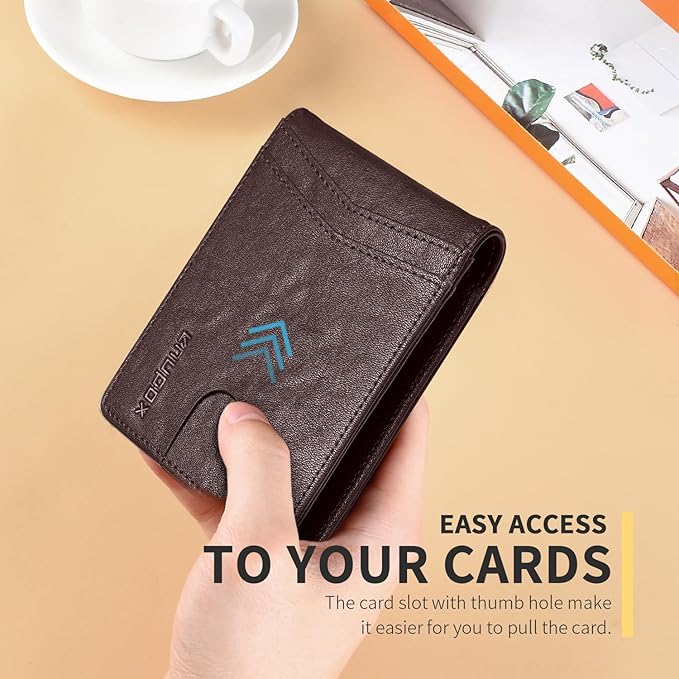 RUNBOX Wallet for Men Slim Rfid Leather 2 ID Window With Gift Box | Slim, Rfid, 2 ID Window, With Gift Box, Slim, Rfid