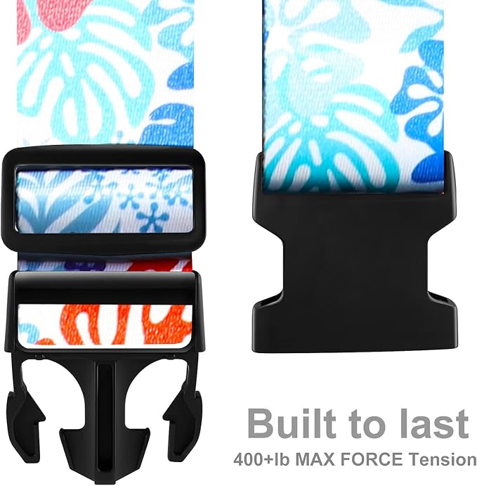 Luggage Straps for Suitcases TSA Approved Easy Pack Organized Suitcase Strap, Luggage Strap, Luggage Belt Strap, Bag Straps for Luggage. Buckle Straps Travel Accessories (Tropical Plant)