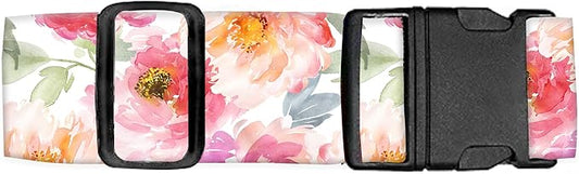Luggage Straps for Suitcases Travel Belt Accessories, Cute Suitcase Strap, Adjustable Luggage Belt Strap, Heavy Duty with Quick-Release Buckle Luggage Strap Watercolor Red Flowers