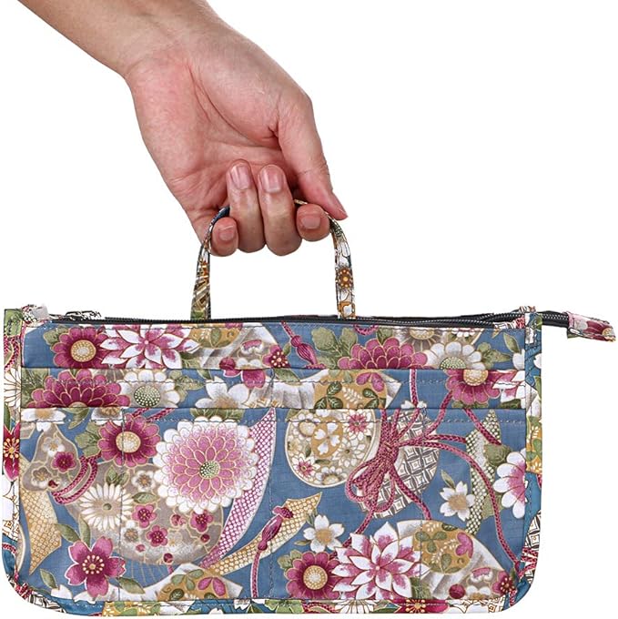 BTSKY Printing Handbag Organizers Inside Purse Insert-High Capacity 13 Pockets Bag Tote Organizer with Handle Sunflower