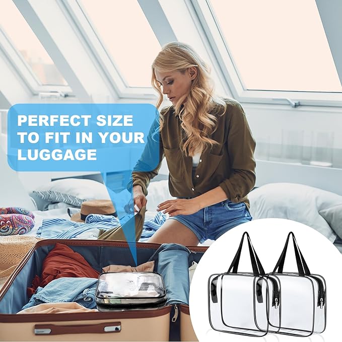 Clear Travel Bags for Toiletries, PVC Waterproof Toiletry Bags, TSA Approved, 2 Pack Unisex Adult Cosmetic Bag